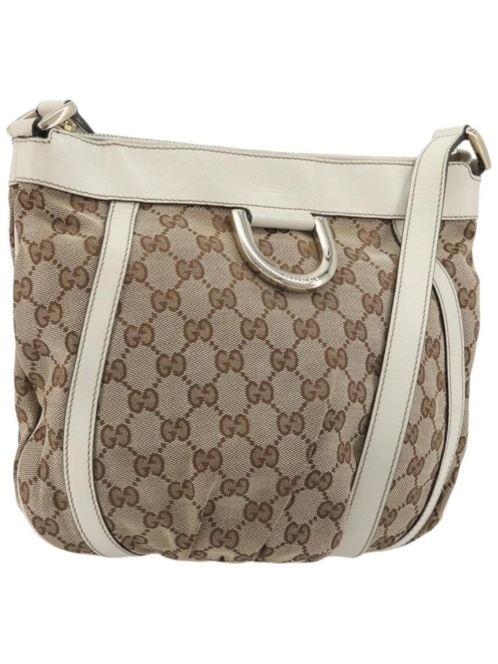 Authentic GUCCI GG Canvas Shoulder Bag Beige Gold 203257